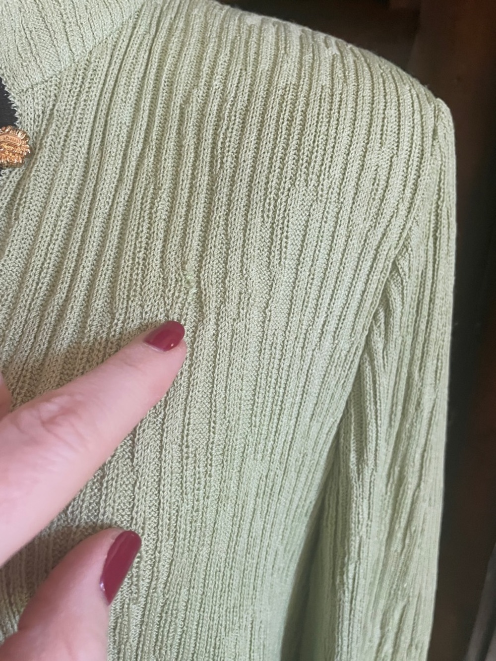 St John Ribbed Long Cardigan with Black Trim Gold Logo Buttons Size 10 - Picture 7 of 15